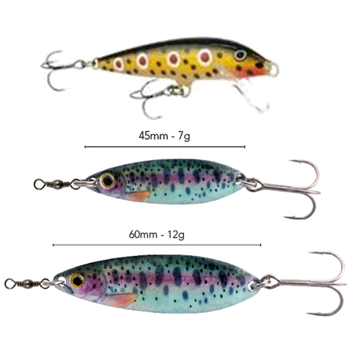 BLACK MAGIC ENTICER TROUT 60MM & 45MM + RAPALA F-7 SPOTTED DOG PACK - Boats  And More