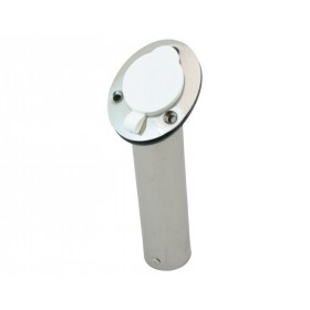 Stainless Steel Rod Holder Flush with White Cap Angled Heavy Duty